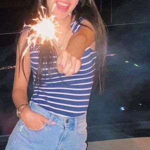 navy blue striped blouse